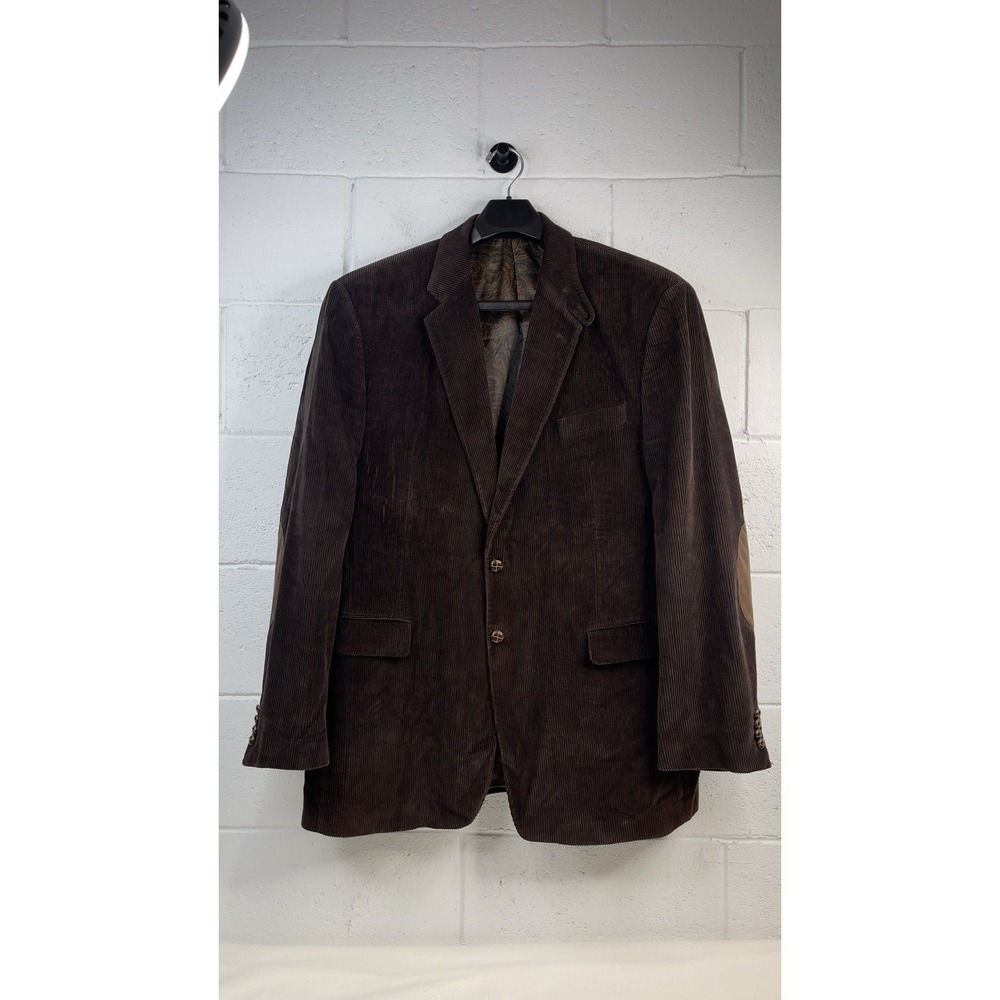 Ralph Lauren Corduroy Blazer Mens 46L Brown Elbow Patch Sport Coat Paisley Lined